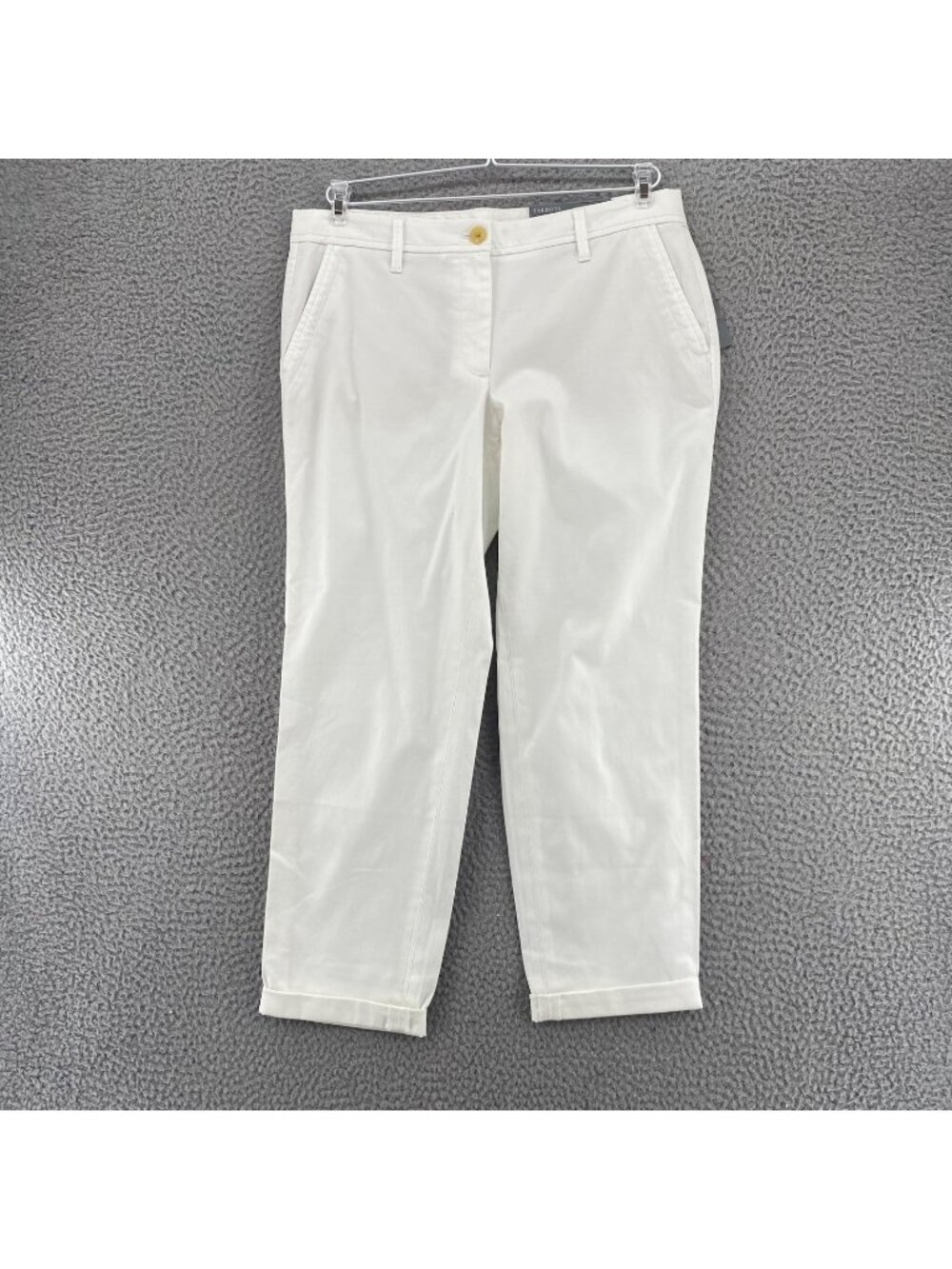 Talbots Pants Women 6 Petite White Relaxed Chino Ankle Cotton Stretch Pocket NWT